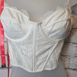 Shein Dearmore White lace Bustier Corset Top with Adjustable Straps